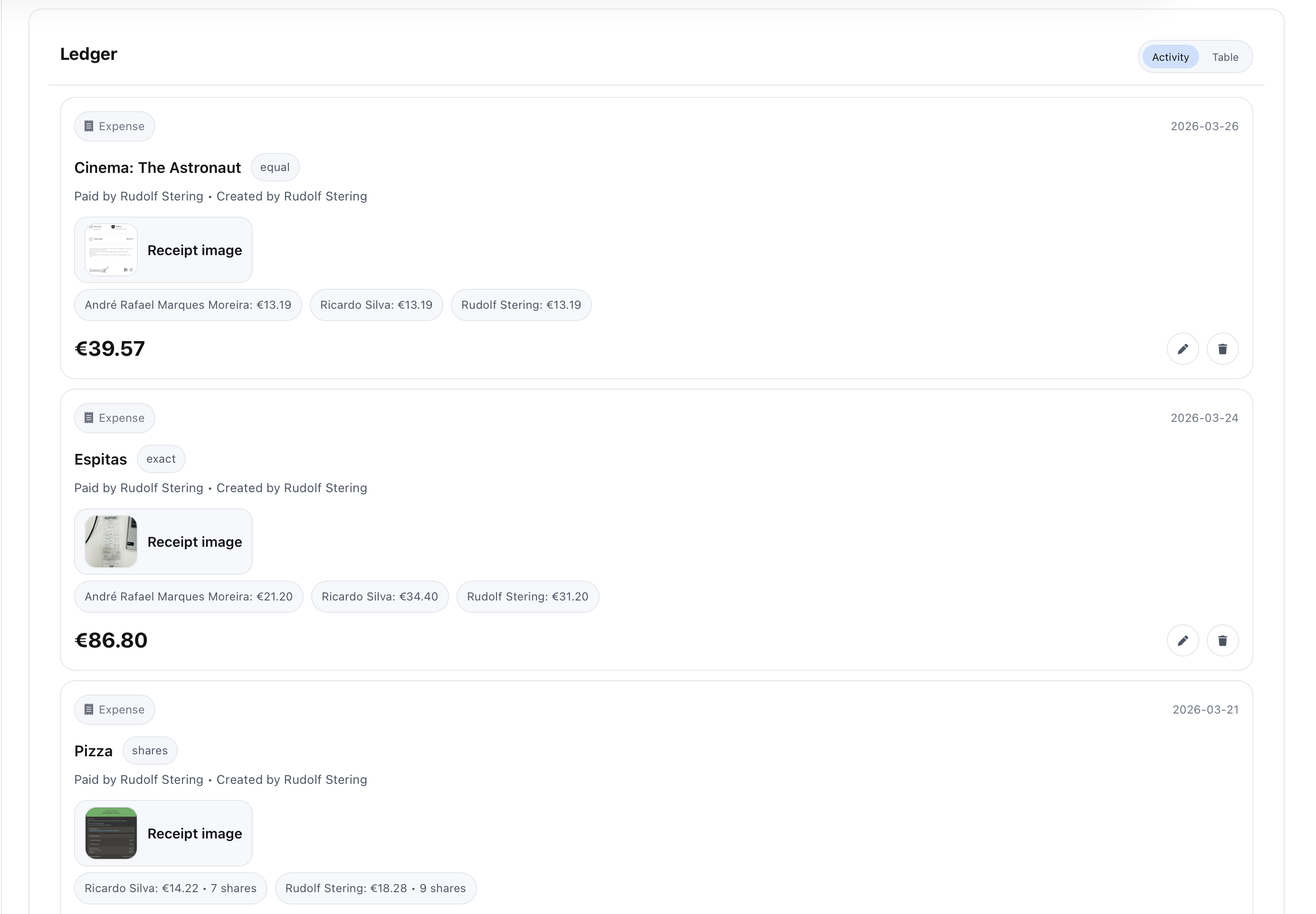 Expense Split Ledger